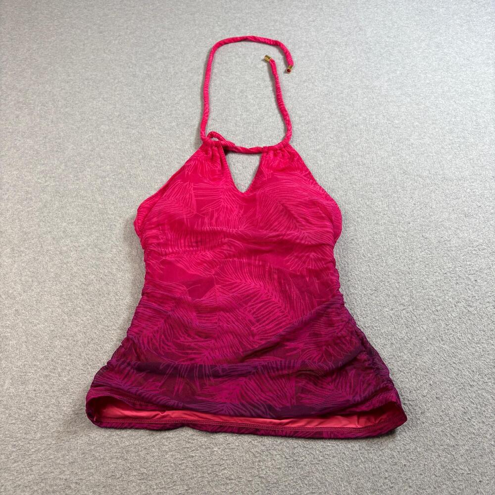 Lauren Ralph Lauren Tankini Swimsuit Top Womens Size 8 Pink Halter Slimming Fit